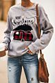 Design Womenes Christmas Car Letters Print Pullover Sweatshirt