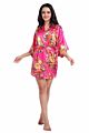 Colorful Female Printed Floral Kimono Dress Gown Chinese Style Silk Satin Robe Nightgown Flower S M L Xl Xxl