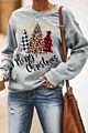 Design Womenes Christmas Car Letters Print Pullover Sweatshirt