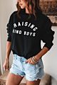 Heat Transfer Autumn Women's European and American Casual Loose round Neck Long-Sleeved Sweater Street Top