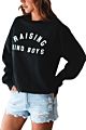 Heat Transfer Autumn Women's European and American Casual Loose round Neck Long-Sleeved Sweater Street Top
