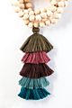 Style Multiple Necklace Layer Tassel Pendant Wood Necklace