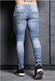 Side Stripe Jeans Men Ripped Skinny Stripe Denim Jeans for Men