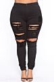 Design Large plus Size Hollow Out Skinny Fit High Waist Stretch Ripped Jeans Pencil Pants for Women