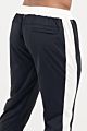 White Waist Band and Side Block Men Zipper Black Joggers Slim Fit Tight Shape Long Pants with Zip Pockets