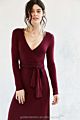Woman Maxi Dress Wrap Dress with Self Fabric Waist Tie