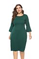 Xilan Xl0150 Womens Clothing plus Size Women Long Dress round Neck Slim Flared Sleeve Dresses