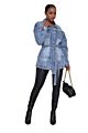 Fall Clothes Trench Coat Denim Jacket with Belt Arrivals Casual Single Breasted Slim Fit Women Jeans Coat