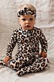 Sell Zip Ruffled Leopard Print Soft Viscose Spandex Baby Bodysuit Romper