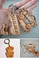 Violin Piano Guitar Harp Guzheng Keychain Keyring Wood Miniature Musical Instrument Key Chain Key Ring Keyholder Pendant Gift