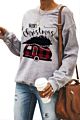 Design Womenes Christmas Car Letters Print Pullover Sweatshirt