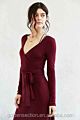 Woman Maxi Dress Wrap Dress with Self Fabric Waist Tie