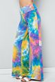 Women Clothing Rayon Spandex Tie Dye Fold over Waist Straight Wide Leg Full Length Palazzo Pants