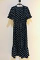 V-Neck Dot Print Corrugated A-Line Slim Waist Short-Sleeved Chiffon Woman Slit Long Dress
