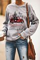 Design Womenes Christmas Car Letters Print Pullover Sweatshirt