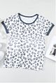 Dresses Women Lady Elegant Loose Casual T-Shirt Contrast Leopard Print Short Sleeve Contrast Leopard Print Short Sleeve