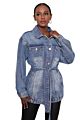 Fall Clothes Trench Coat Denim Jacket with Belt Arrivals Casual Single Breasted Slim Fit Women Jeans Coat