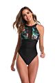 plus Size Swimsuit round Neck Printed One Piece Elegant Swimwear Mesh Halter Bikini Swimsuit