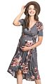 Pregnant Dress Womens Short Sleeve Floral Wrap Dress Maternity Loose V-Neck Ladies Nursing Dress