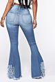 Selling plus Size High Waist Retro Ripped Denim Stretch Pants Trousers Ladies Fringed Flare Jeans