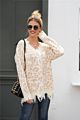 Design V-Neck Women's Pullover Sweater Leopard Thick Knitted Sweater