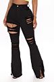 Selling plus Size High Waist Retro Ripped Denim Stretch Pants Trousers Ladies Fringed Flare Jeans