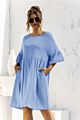 Spring and Short Casual Dresses Gor Women Short Sleeve Loose Sweatshirt Pocket Dress