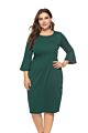 Xilan Xl0150 Womens Clothing plus Size Women Long Dress round Neck Slim Flared Sleeve Dresses