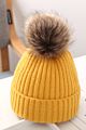 Kids Warm Embroidered Knitted Beanie Cap with Pom Pom