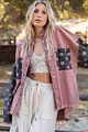 Retro Loose Causal Contrast Stitching Coat Women Star Print Splicing Burrs Jacket