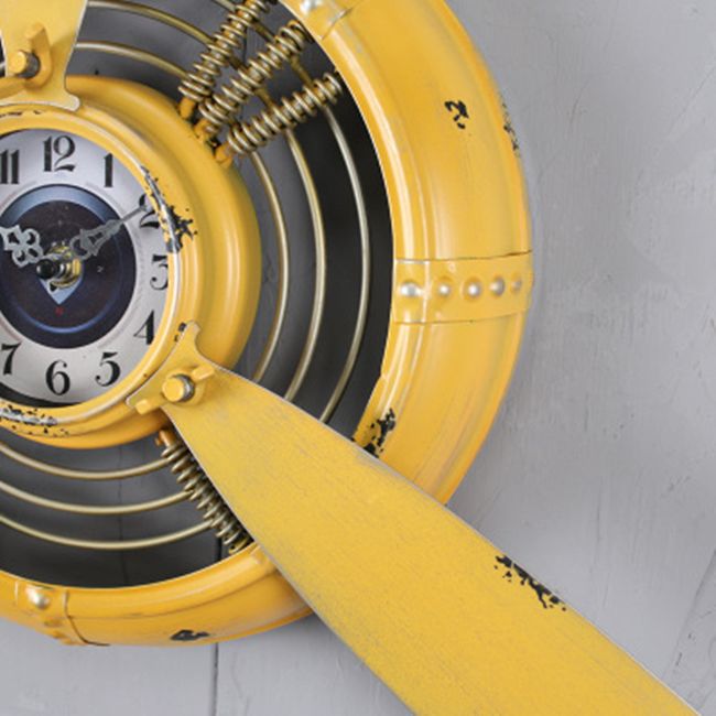 Club Vintage Industrial Loft Style Iron Airplane Propeller Wall Decoration Clock