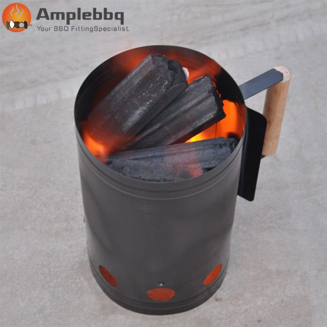 Fast Ignition Heat Resistant Bucket Charcoal Chimney Starter for Outdoor Camping