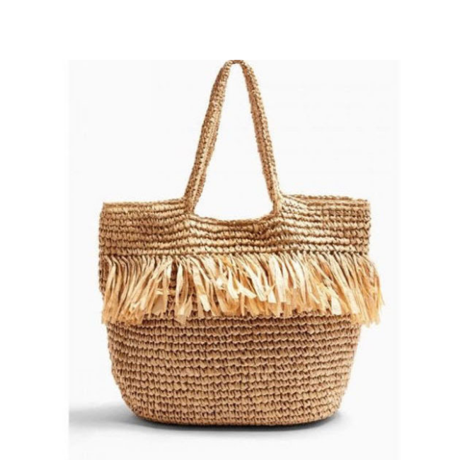 Handmade Crochet Straw Bags with Tassel Vacation Beach Big Tote Straw Bags/