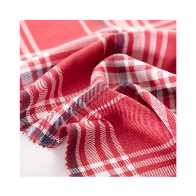 Modern Design Red Check Black and White Striped Fabric 100% Rayon Fabric