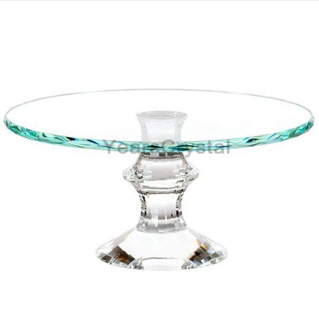Round Glass Plate Bling Crystal Cake Stand for Wedding Decoration