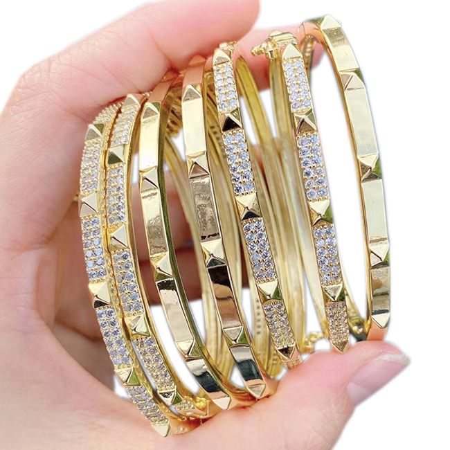 Zircon Bangles Crystal Bracelets for Women 51479 Crystal Luxury Jewelry 18K Plated Brass Zircon Bangles