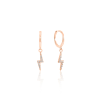 Dainty Stainless Steel Hoops with Diamond Pave Huggie Earrings Non Tarnish Gold Plated Lightning Bolt Charm Earrings