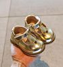 Spring Dress Toddler Baby Genuine Leather Ballet T Bar Sliver and Gold Baby Shoes