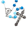 Blue Frosted Natural Stone Rosary Necklace 8Mm Rosary Zinc Alloy Cross Rosary Necklace