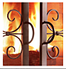 Hearth Small Crest Fireplace Screen with Doors, Decorative Scroll Design, Free Standing Spark Guard
