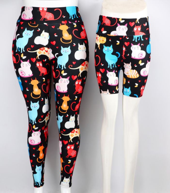 Rts Non See through 230Gsm Thick Women Tights Ladies Everyday Casual Wear Yoga Band High Cute Cats Girls Leggings