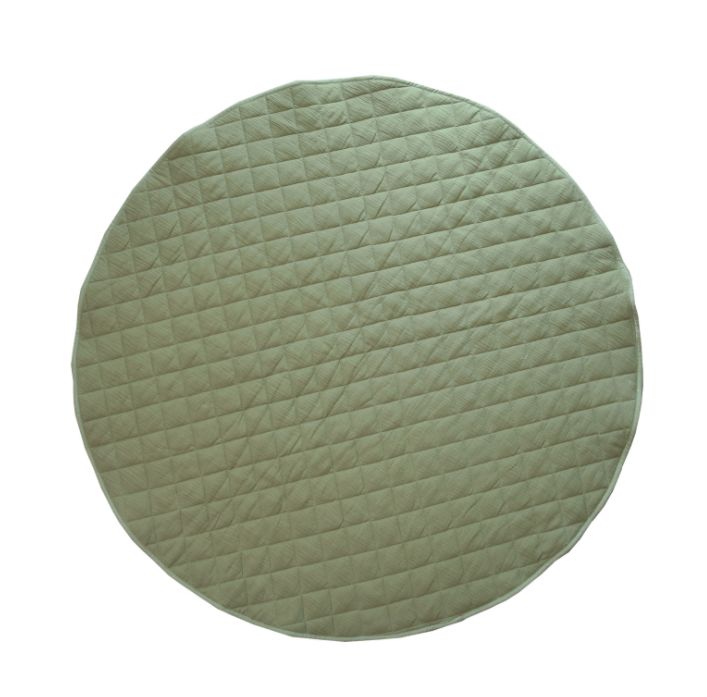 Non-Toxic Dark Green Plaid round Non-Skid Play Mats for Baby