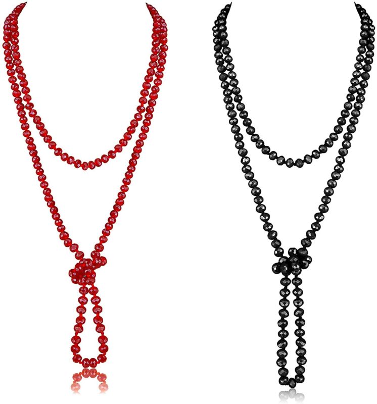 Bead Strand 60" Long Wrap Statement Faceted Crystal Necklace