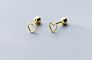 Se104-814 Halo Small Pair of Open Heart Stud Earrings in Sterling Silver Screw Back Earrings Helix Conch Tragus Cartilage