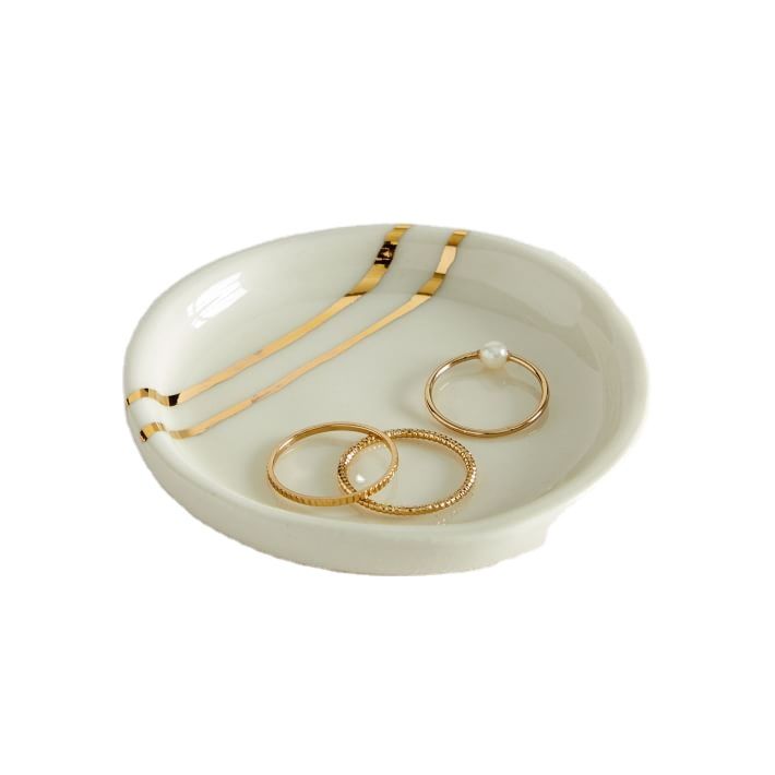 Design round White Ceramic Jewelry Dish Ring Dish