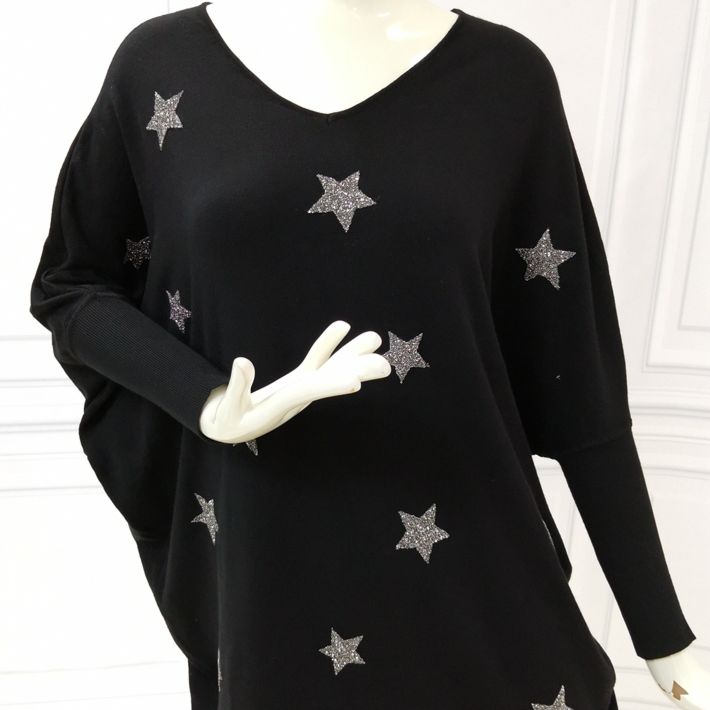 Fall/ Net Red Five-Pointed Star Loose Casual plus Size Pullover Bat Sleeve Sweater