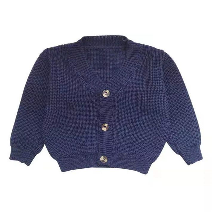 Children's Blue Color Pullover Boys and Girls' Knitted Coat