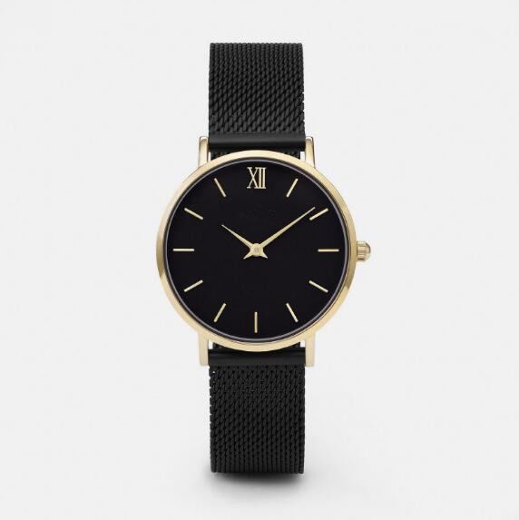 Japan Movt Quartz Watch Price Black Mesh Strap Gold Plated Ladies Watch