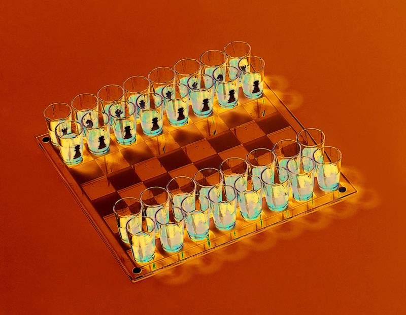 Lander-Man Plastic Drinking Chess Shot Glass Set Game for Bar Games