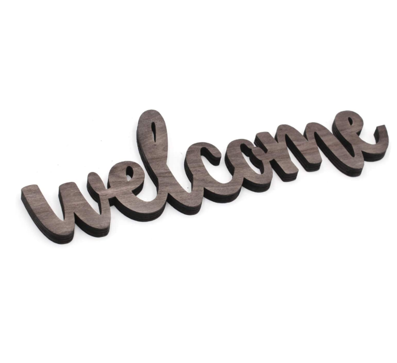 Welcome Cutout Wood Sign Home Decor Wall Art Decor Rustic Farmhouse Front Door Sign 12 Inch Long